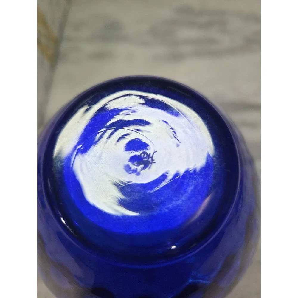 Princess House Cobalt Blue Crystal Vase, Scallop Edge Vase,‎ Decorative Vase